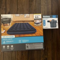 Bestway Air Mattress Queen 8.5 And Air Pump NEW