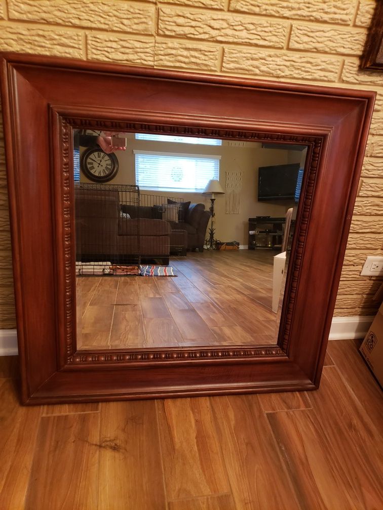 Wood frame mirror