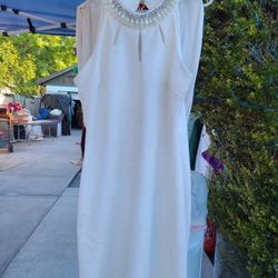 White And Gold Glitter Dress 