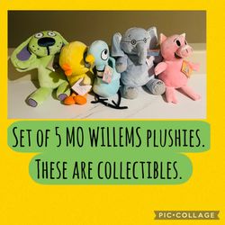 New Set Of 5 Mo Willems Plushes Pigeon, Piggy, Gerald 