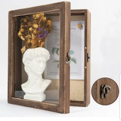 Shadow Box Frame 9x11 Display Case with Glass Window Door Picture Frame Wedding Bouquet Memorabilia Medals Photos Memory Box for Keepsakes