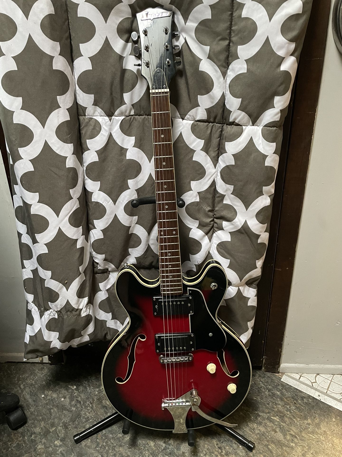 Vintage 60s 70s Supreme Or Univox ES335 Style Semi Hollow Body Electric Guitar 