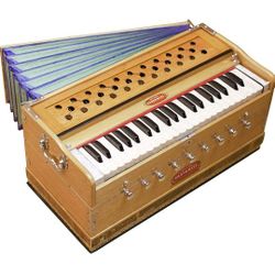 Harmonium by Maharaja Musicals, In USA, 9 Stops, 3 1/2 Octave, Double Reed, Coupler, Natural Color, Standard, Padded Bag, A440 Tuned, Musical Instrume