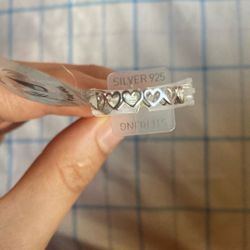 Sterling Silver Ring With Hearts Shapes Heart