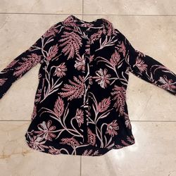 Banana Republic Women's Floral Print Button-Down Collar Blouse, Size L