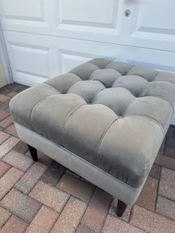 Gray Fabric Upholstered Ottoman