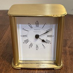 Tiffany & Co. Brass "Portfolio" Quartz Desk Clock 2100 Made in Germany Collectable