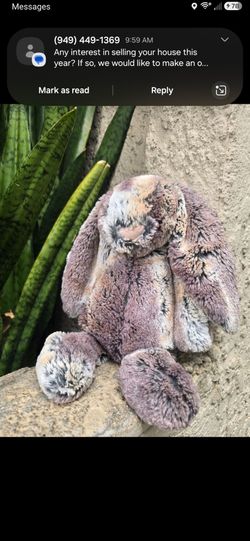Jellycat Bashful Cottontail Bunny Plush Stuffed Animal Mottled Brown Grey Small