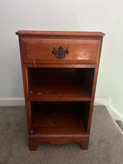 Wooden Nightstand with Drawer and Open Shelves