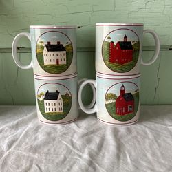 Warren Kimble Sakura Coffee Mugs Set of 4 Brandon House Barns Country Life