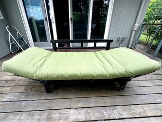 Outdoor Futon Convertible Sofa Daybed Deep Seating Adjustable Patio Furniture (Green