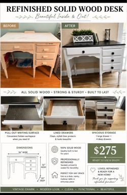 Refinish solid wood vintage desk/vanity