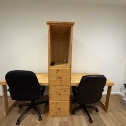 Double Desk and Two Chairs