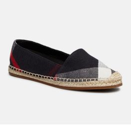 Burberry Super Nova Check Pattern Canvas Espadrilles Size 38.5