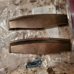 Two Metal Cabinet Handles