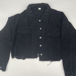 Essnce Flap Pocket Raw Hem Cropped Denim Jacket, XS *BRAND NEW*