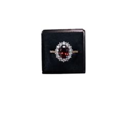 Size 9 S925 Garnet Bling Ring