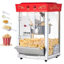 58#Popcorn Machine, 8oz Stainless Steel Kettle, 800W Commercial Countertop Popcorn Maker, 48 Cups per Batch Theater Style Popper, with 2-Button Contro