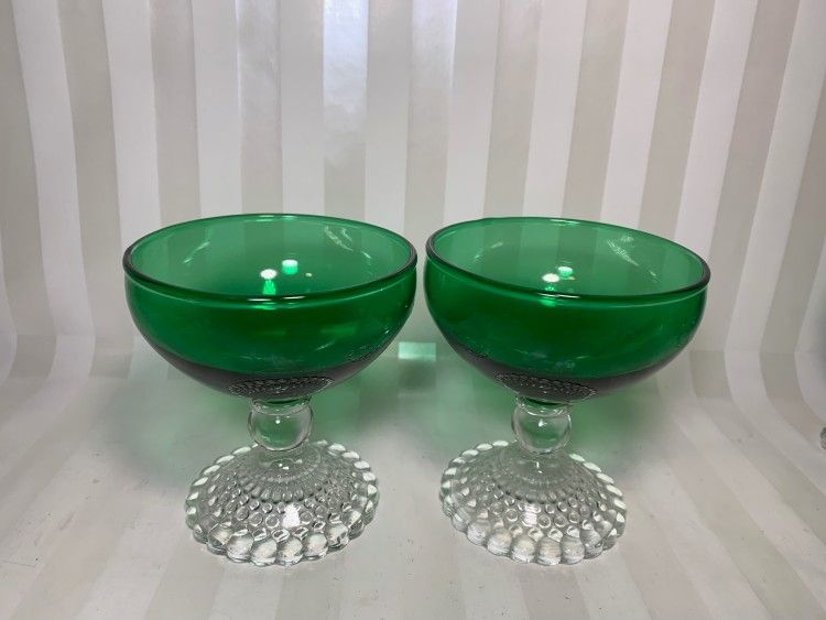 Vintage Anchor Hawking Bubble Foot Sherbert Cups.