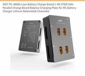 Lipo Battery Charge Board,1-8S XT60 Safe Parallel Charge Board Balance Charging Plate for RC Battery Charger Lithium Batteries(4 Channels)