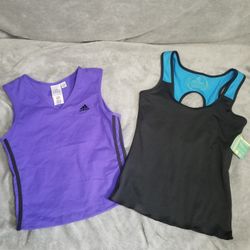 Adidas Green Apple Womens Set of Workout Activewear Sleeveless Tank Tops Med