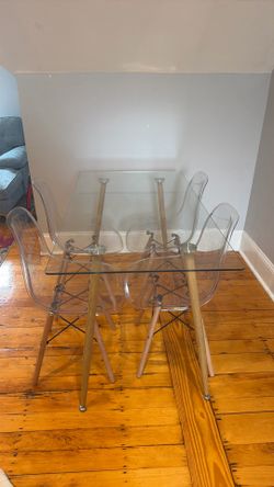 Glass Dining Table with Acrylic chairs set