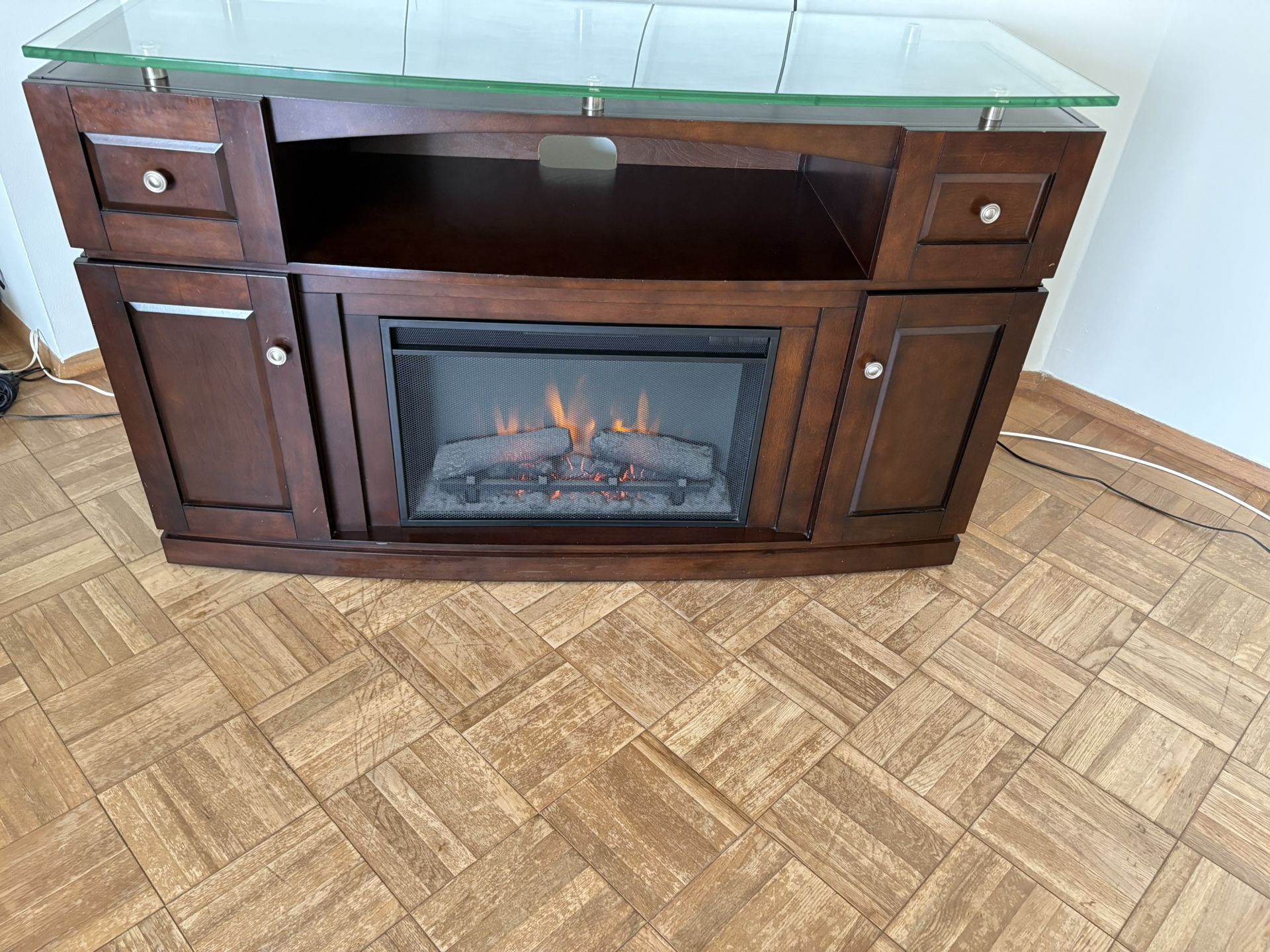 Tresanti Mayson TV Console with ClassicFlame CoolGlow 2-in-1 Electric Fireplace And Fan