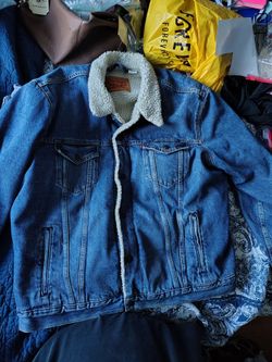 Levi's Men's Blue Denim Trucker Sherpa-Lined Jacket 2 XL