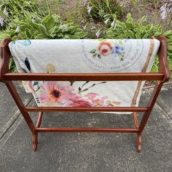 Vintage Solid Wood ?Teak/Maple 5 Rod Quilt Blanket Rack