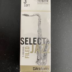 D'Addario - Select Jazz Filed Tenor Saxophone Reed - Strength 3 Soft (5-pack) 