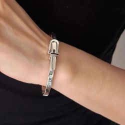 925 sterling silver women's lady's men's unisex belt bangle band bracelet Gift