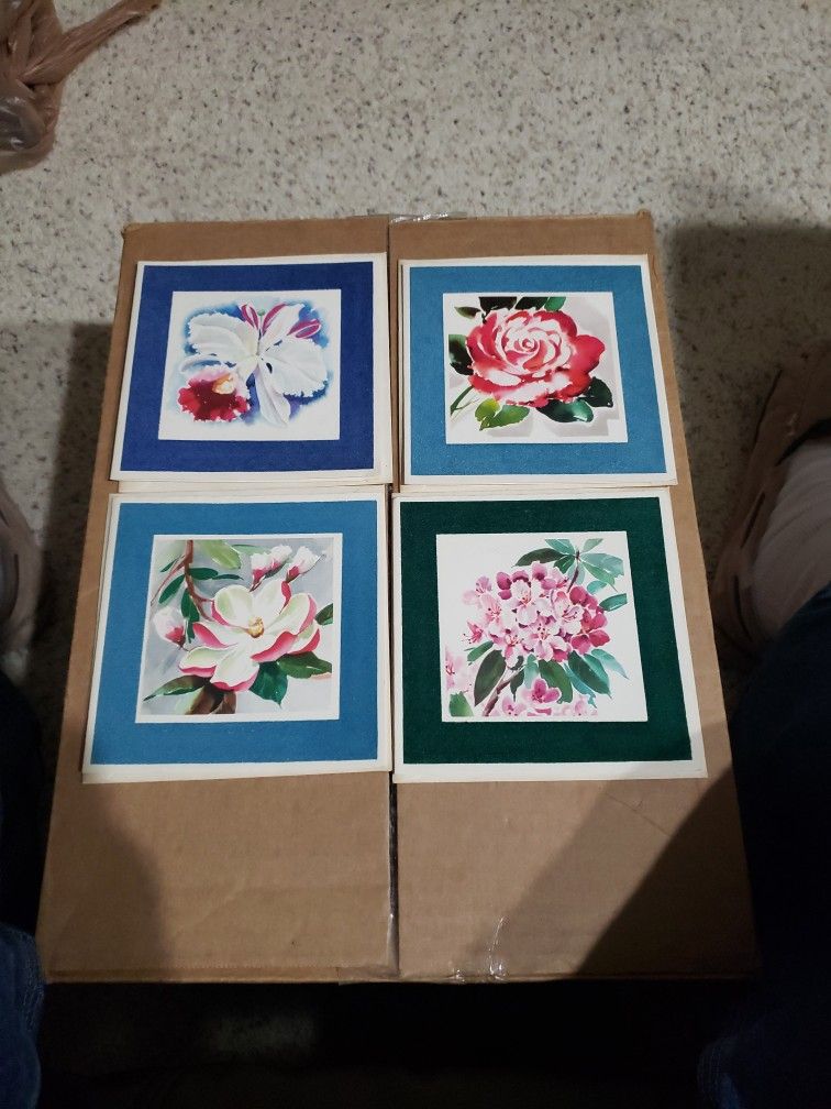 4 Floral Delights Greeting Cards From The '60s