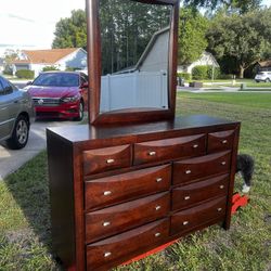 Wood Dresser With Mirror