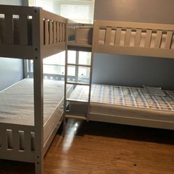 Twin Size Gray  Corner Bunk Bed
