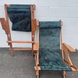 (2) Adirondak Style Rocking Wood Recliner Chairs 