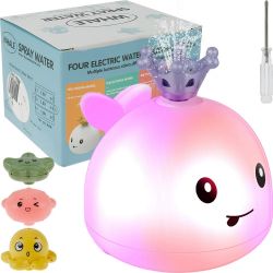 Whale Bath Toy with LED Light Waterproof Whale Bathtub Toys Water Sprinkler Bath Toy Colorful Light Up Cute Water Whale Bath Toy for Toddler Baby Bath