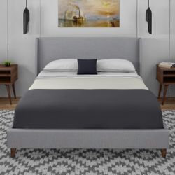 Jamison NEW King, Queen, Upholstered Platform Bed Frame With 2 New Nightstands Included. 