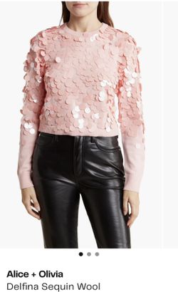 Alice + Olivia Delfina Sequin Wool Blend Sweater