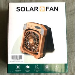 NEW*👉🏻Portable Cordless Solar Box Fan Camping LED Lights USB Power Bank Quiet Outdoor Fan (Silver Lake)