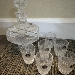 Vintage Russian Crystal Carafe & Shot Glass Set