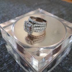 White Gold 14K Engagement Ring Set