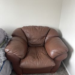 Brown Leather Sofa Chair FREE