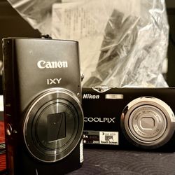 📸 Two Excellent Compact Cameras - Canon IXY & Nikon Coolpix - Barely Used! 📸