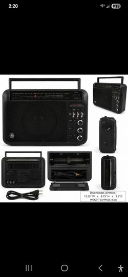 GE Superadio II 7-2885 AM/FM Long Range Portable Radio Tested Working Black Vintage