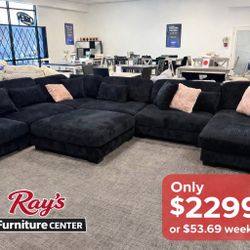 🖤 XL Black Corduroy Modular Sectional 🖤