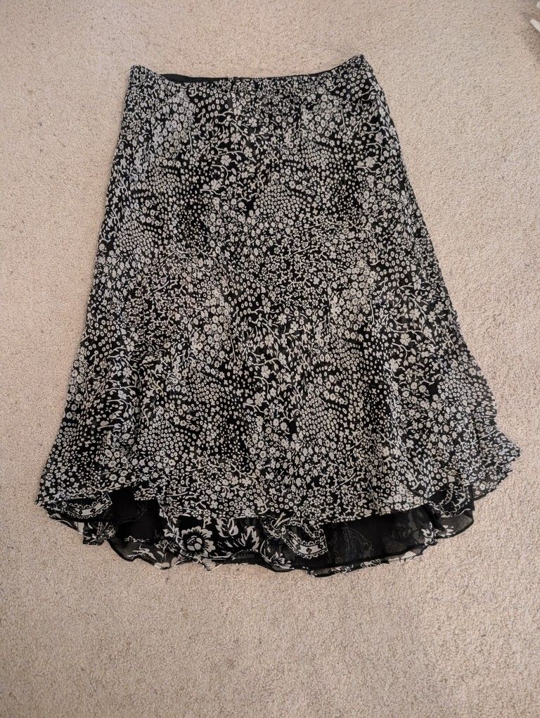 Floral Black and White Skirt