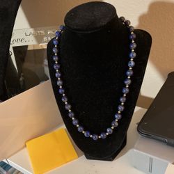 Lapis Lazuli Necklace 14 K Plated, 20 “ 