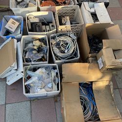 Huge lot old tech telecom electronics gizmos, gadgets, whatnots & doodads etc. and wires.