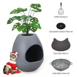 8-in-1 Eggloa6 Hidden Cat Litter Box Enclosure Planter, Plant Litter Box