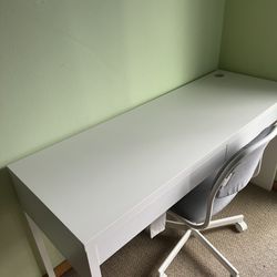 IKEA White Micke Two Drawer Desk (Desk Chair Optional) 